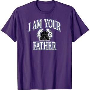 imageAmazon Essentials Star Wars Mens Darth Vader I Am Your Father Collegiate Crest TShirt Black SmallPurple