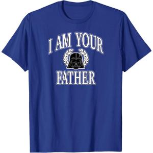 imageAmazon Essentials Star Wars Mens Darth Vader I Am Your Father Collegiate Crest TShirt Black SmallRoyal Blue