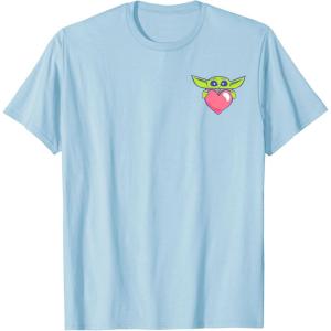 imageAmazon Essentials The Mandalorian Grogu Holding a Valentines Heart TShirtBaby Blue