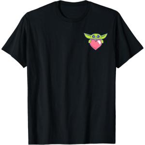 imageAmazon Essentials The Mandalorian Grogu Holding a Valentines Heart TShirtBlack