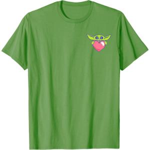 imageAmazon Essentials The Mandalorian Grogu Holding a Valentines Heart TShirtGrass Green
