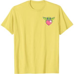 imageAmazon Essentials The Mandalorian Grogu Holding a Valentines Heart TShirtLemon Yellow