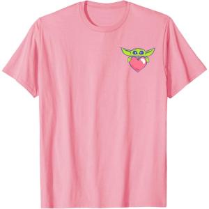 imageAmazon Essentials The Mandalorian Grogu Holding a Valentines Heart TShirtPink