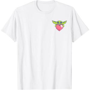 imageAmazon Essentials The Mandalorian Grogu Holding a Valentines Heart TShirtWhite