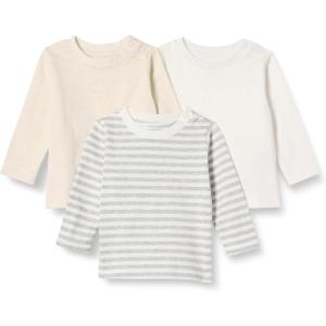 imageAmazon Essentials Unisex Babies RelaxedFit 100 Cotton LongSleeve TShirts Pack of 3Oatmeal HeatherStripe
