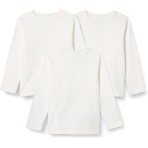 imageAmazon Essentials Unisex Babies RelaxedFit 100 Cotton LongSleeve TShirts Pack of 3White
