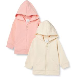 imageAmazon Essentials Unisex Toddlers and Babies French Terry ZipUp Hoodie MultipacksBeigeCoral Pink