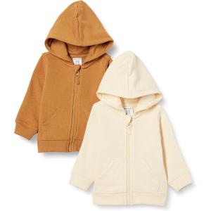 imageAmazon Essentials Unisex Toddlers and Babies French Terry ZipUp Hoodie MultipacksBeigeDark Camel