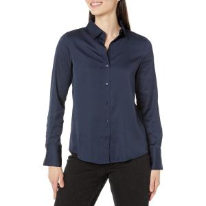 imageAmazon Essentials Womens RegularFit Satin Button Down Blouse Available in Plus SizeNavy