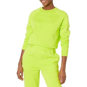 imageAmazon Essentials Womens RelaxedFit Crewneck Pullover LongSleeve Sweatshirt Available in Plus SizeLime Green
