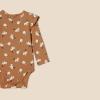 imageAmazon Essentials Baby Girls LongSleeved Ruffle Bodysuits Pack of 2Pale PeachLion and Pony