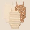 imageAmazon Essentials Baby Girls Sleeveless Bodysuits Pack of 3Pale PeachStripeLion and Pony
