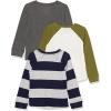 imageAmazon Essentials Boys and Toddlers LongSleeve Knit Thermal TShirt Pack of 3Dark GreyGrey Rugby StripeWhite