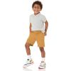 imageAmazon Essentials Boys and Toddlers Uniform Woven FlatFront Shorts Wrinkle Resistant Pack of 3Dark Khaki Brown