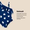 imageAmazon Essentials Girls and Toddlers Asymmetric Frill OnePiece SwimsuitDeep Blue Ivory Abstract Dots