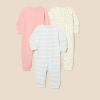 imageAmazon Essentials Unisex Babies Cotton ZipFront Footless Sleepsuit Pack of 3Dusty RoseDotsStripe