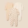 imageAmazon Essentials Unisex Babies Cotton ZipFront Footless Sleepsuit Pack of 3Oatmeal HeatherStripeTiger