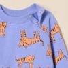 imageAmazon Essentials Unisex Babies French Terry Sweatshirt and Sweatpants Set Pack of 2Purple Melon Tiger