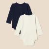 imageAmazon Essentials Unisex Babies LongSleeve Henley Bodysuits Pack of 2Oatmeal HeatherNavy