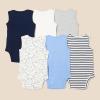 imageAmazon Essentials Unisex Babies Sleeveless Bodysuits Pack of 6BlueDogs
