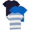 imageAmazon Essentials Unisex Kids and Toddlers Modern ShortSleeve TShirt Pack of 3Bright BlueDark NavyWhite Rugby Stripe