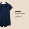 imageAmazon Essentials babyboys Short Sleeve RomperNavyPale Mint Green