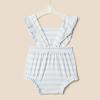 imageAmazon Essentials x Sofia Grainge Baby Girls Sleeveless Ruffle RomperPale Blue Bold Stripe