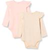 imageAmazon Essentials Baby Girls LongSleeved Ruffle Bodysuits Pack of 2Oatmeal HeatherPale Pink