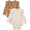imageAmazon Essentials Baby Girls LongSleeved Ruffle Bodysuits Pack of 2Pale PeachLion and Pony