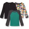 imageAmazon Essentials Boys and Toddlers LongSleeve Knit Thermal TShirt Pack of 3BlackEcru MountainTurquoise Green