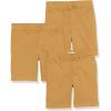 imageAmazon Essentials Boys and Toddlers Uniform Woven FlatFront Shorts Wrinkle Resistant Pack of 3Dark Khaki Brown