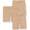 imageAmazon Essentials Boys and Toddlers Uniform Woven FlatFront Shorts Wrinkle Resistant Pack of 3Khaki Tan