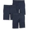 imageAmazon Essentials Boys and Toddlers Uniform Woven FlatFront Shorts Wrinkle Resistant Pack of 3Navy