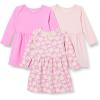imageAmazon Essentials Toddlers and Baby Girls Cotton LongSleeve Dress Pack of 3PinkApples