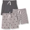 imageAmazon Essentials Unisex Babies Cotton PullOn Shorts  Discontinued Colors MultipacksBlackGrey Heather StarsWhite Stripe