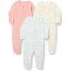 imageAmazon Essentials Unisex Babies Cotton ZipFront Footless Sleepsuit Pack of 3Dusty RoseDotsStripe