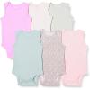 imageAmazon Essentials Unisex Babies Sleeveless Bodysuits Pack of 6PinkFloral