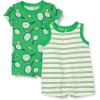 imageAmazon Essentials Unisex Babies Sleeveless and ShortSleeve Romper Set Pack of 2SportyStripe