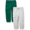 imageAmazon Essentials Unisex Kids and Toddlers Cargo Jogger MultipacksLight Grey HeatherDark Green