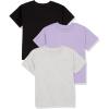 imageAmazon Essentials Unisex Kids and Toddlers Modern ShortSleeve TShirt Pack of 3BlackGrey HeatherPurple