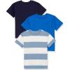 imageAmazon Essentials Unisex Kids and Toddlers Modern ShortSleeve TShirt Pack of 3Bright BlueDark NavyWhite Rugby Stripe