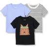 imageAmazon Essentials Unisex Toddlers and Babies Short Sleeve TShirts Pack of 3BlueDogFrench Stripe