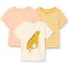 imageAmazon Essentials Unisex Toddlers and Babies Short Sleeve TShirts Pack of 3Pastel PeachCheetahStripe