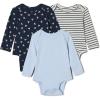 imageAmazon Essentials x Sofia Grainge Unisex Babies Long Sleeve Crew Neck Bodysuit Pack of 3Light BlueBunniesStripe