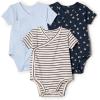 imageAmazon Essentials x Sofia Grainge Unisex Babies Side Snap Short Sleeve Bodysuit Pack of 3Light BlueBunniesStripe