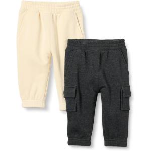 imageAmazon Essentials Baby Boys Cargo Joggers Pack of 2BeigeCharcoal
