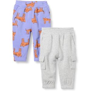 imageAmazon Essentials Baby Boys Cargo Joggers Pack of 2Grey HeatherPurple Tiger