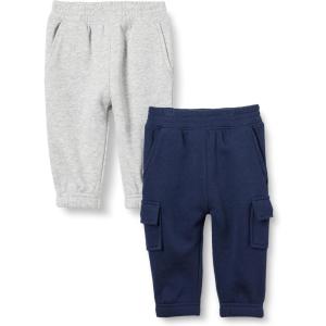 imageAmazon Essentials Baby Boys Cargo Joggers Pack of 2Light Grey HeatherNavy