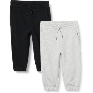 imageAmazon Essentials Boys and Toddlers Cotton Joggers Pack of 2BlackLight Grey Heather