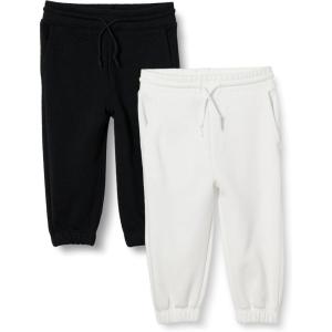 imageAmazon Essentials Boys and Toddlers Cotton Joggers Pack of 2BlackWhite